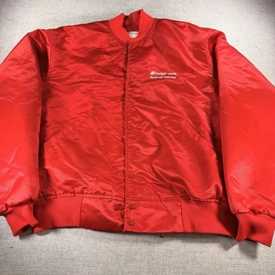 Chaqueta de satén forrada con edredón a presión roja vintage hecha en EE. UU. JUEGO 2XL Foto 1 de 4