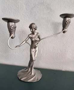 Art Nouveau Style Metal Double Candelabra. Stylish table centre piece. - Picture 1 of 5