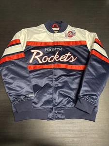 Talla Lg Mitchell & Ness NBA Houston Rockets Chaqueta Bomber Completa Abotonada Satén - Imagen 1 de 9