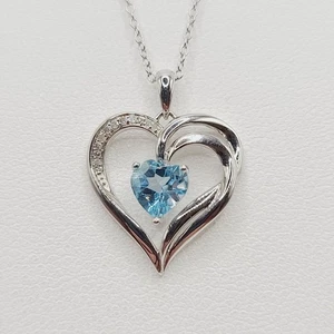 Herzanhänger Sterlingsilber Blautopas & 1/10ct Diamant - Bild 1 von 12
