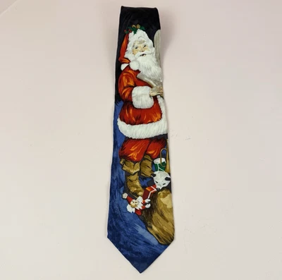 Рождественский галстук Санта-Клаус с игрушечной сумкой галстук праздничные традиции Hallmark 62 дюйма - Изображение 1 из 4