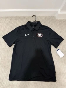Nike Georgia Bulldogs Polo Shirt Mens Large Black Short Sleeve On Field Coach - Picture 1 of 5