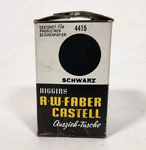 Vtg NOS Sealed Faber Castell Higgins #4415 Black India Pen Ink Bottle 3/4oz - Picture 1 of 10