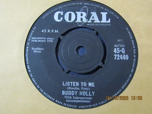 BUDDY HOLLY-LISTEN TO ME-CORAL TRI - Picture 1 of 2