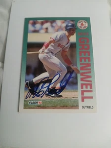 Fleer #39 1992 Mike Greenwell autografiado Boston Red Sox DEC - Imagen 1 de 3