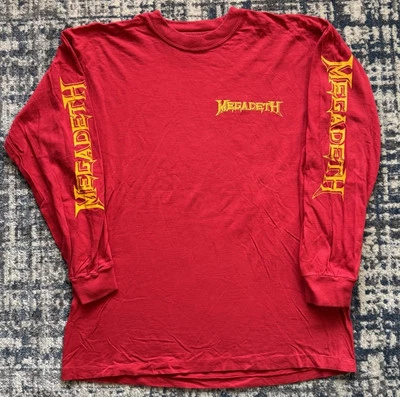Camiseta manga longa vintage 1997 Megadeth Cryptic Writings L Thrash Metallica - Imagem 1 de 4