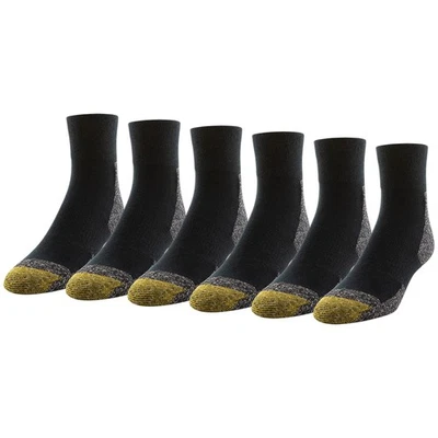 Calcetines tobilleros con cojín de rebote para hombre, 6 pares, negros, talla de zapato: 6-12,5 Foto 1 de 4
