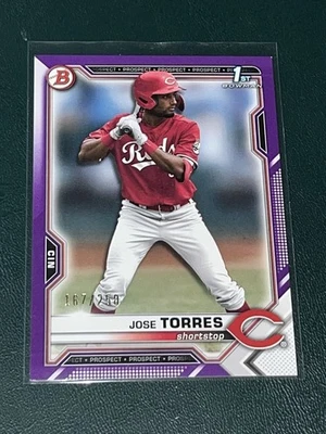 2021 Bowman Draft Jose Torres PURPLE /250 - Image 1 of 2