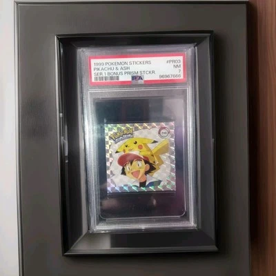 1999 Pokemon Stickers Series 1 Bonus Prism Sticker Ash And Pikachu PR03 PSA 7 - Image 1 of 3
