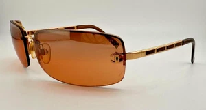 Gafas de sol Chanel auténticas envolventes de media montura doradas marrones con lentes 65-18-120 VER DETALLES - Imagen 1 de 19