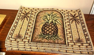 4 Piece Set Pineapple Palm Tree Tropical Placemats - Picture 1 of 3