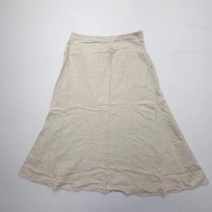J. Jill Love Linen A Line Skirt Womens Medium Beige Midi Lagenlook Minimalist - Picture 1 of 11