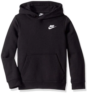 Nike Boys NSW Pull Over Hoodie Club Youth Kids (Black/White, 4) - Picture 1 of 6