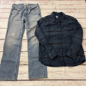 Abercrombie & Fitch Kids Jeans Size 15/16 Carhartt Flannel Size L 12/14 Lot - Picture 1 of 15