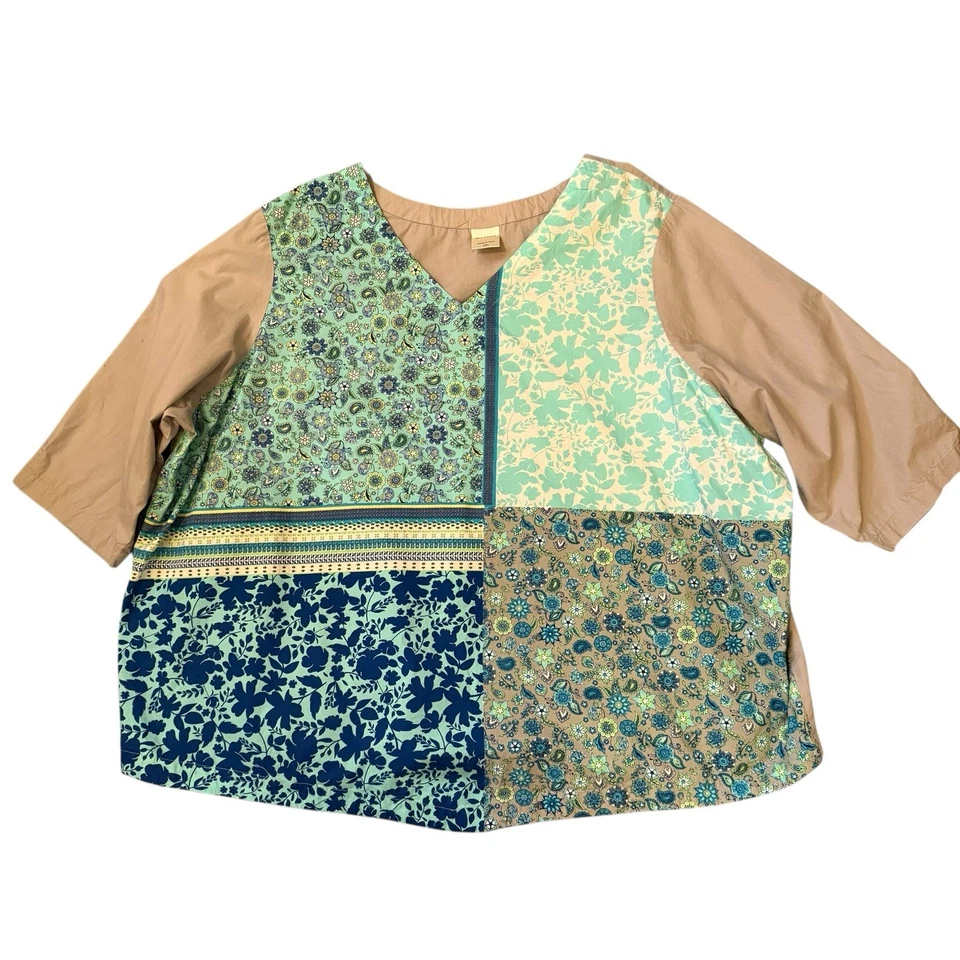 Top Blair Mujer Retazos Púrpura Multi Paisley Geométrico Media Manga Plus 3XL Foto 1 de 4