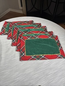 Ralph Lauren Weihnachten Schottenkaro Borte Grün Samt Goldborte Tischset UNBRANDED - Bild 1 von 10