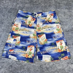 Vtg Polo Ralph Lauren Board Swim Trunks XXL Hula Girl Aloha Hawaiian Hibiscus - Picture 1 of 11