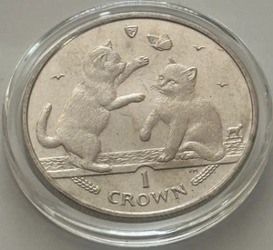 2004 Isle of Man Tonkinese Cat 1 Crown Coin CuNi Uncirculated Cond - Picture 1 of 10