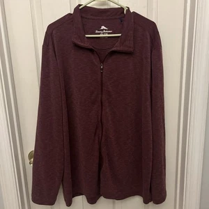 MEN'S FULL ZIPPER LONG SLEEVE BURGANDY JACKET- BY: TOMMY BAHAMA- SIZE : - Picture 1 of 5
