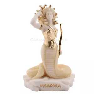 Statue Ancient Greek Mythology Monster Medusa Alabaster 6.69" -17cm Cast Marble - Picture 1 of 8