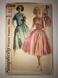 Vintage 1950s Simplicity Misses 1988 Printed Pattern 50c Size 12 Bust 32 - Uncut - Picture 1 of 2