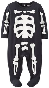 NEW Baby Boy Skeleton Bones Skull Night glow sleep footed Romper size nb. 3m - Picture 1 of 2