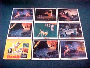 ORIGINAL LOBBY CARDS - BAMBI - Walt Disney's - 1975 Re-Release - FULL Set of 9 - Picture 1 of 4