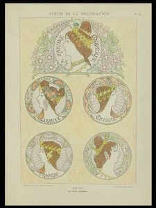 EMAUX, ART NOUVEAU - PLANCHE 1898 - EMILE JAMMES, FEMMES - Picture 1 of 1