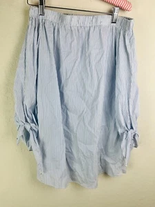 DO+BE Blue White Stripe Off Shoulder Blouse Tie Sleeve Balloon Hem Size Small - Picture 1 of 9