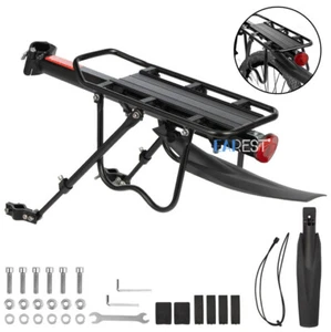 Bike Rear Carrier Rack Fender Pannier Mountain Road Bicycle Luggage Cargo Alloy - Picture 1 of 14