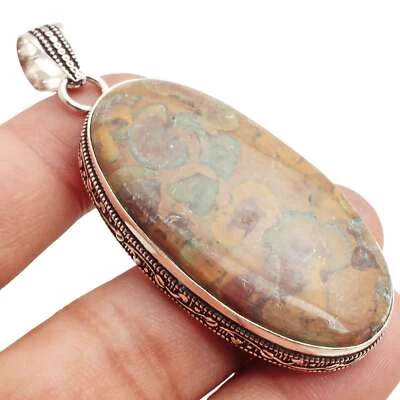 Rhyolite Jaspis Edelstein Versilbert Handmade Anhänger Schmuck 5.2cm P-14802 - Bild 1 von 3