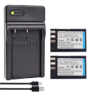 TWO(2) EN-EL9 7.4 V Li-ion Battery +Charger for Nikon D40 D40X D60 D3000 D5000 - Picture 1 of 12