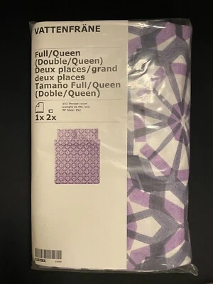 New Ikea Vattenfrane Queen Full  Duvet Cover 2 Pillowcase Bed Set Lilac Purple - Image 1 of 4