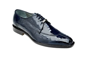 NUEVOS Zapatos de Vestir Exóticos para Hombre Belvedere Cuero Genuino Avestruz Siena Azul EE. UU. - Imagen 1 de 4