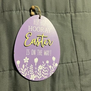 Hip Hop Hooray Easter is on the Way Wooden Sign (6.5 in x 4.5 in) - Picture 1 of 1