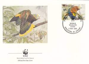 Birds Parrot WWF St Vincent FDC #3 1989 (145257) - Picture 1 of 1