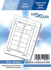 Etichette Adesive Din A4 Bianco 76,2x46,4mm (Laser Inkjet Copier) 1000 Foglia
