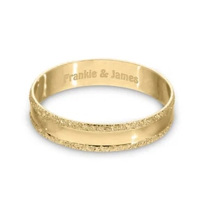 9ct Personalised Gold BRIDE single wedding ring, Gold band with Moon Dust, 4mm - Picture 1 of 5