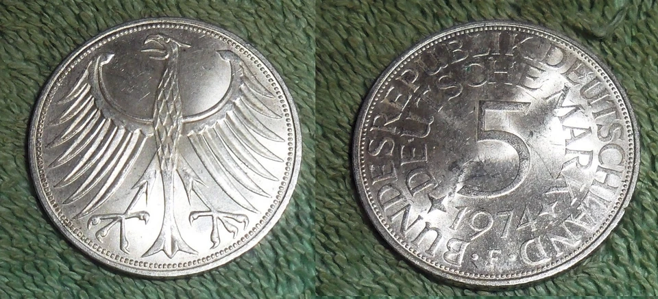 RFM 78414 World Coins Silver Germany 1974 F 5 Mark UNC Condition  We are picking - Image 1 of 1