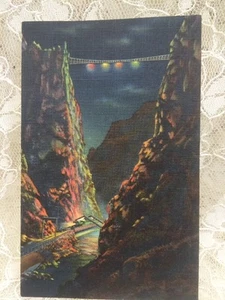 1940s Royal Gorge Illuminated by Floodlight at Night High Bridge Royal Gorge CO - Picture 1 of 4