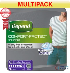 3 x Depend Comfort Protect für Herren S/M Inkontinenzhosen - 3er Pack - Bild 1 von 10