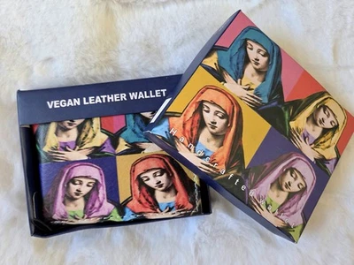 Men's Vegan Leather Wallet Religious Virgin Mary Print Bi-Fold Bright Color New  - Image 1 of 4