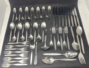52pc Oneida Community Frostfire Stainless USA Satin Dinner Forks Spoons Flatware - Picture 1 of 9