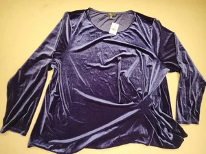 NWT Womens Plus Size 3X The Limited Astral Aura Blue Ruched Side Velvet Top - Picture 1 of 10