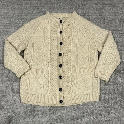 Carraig Donn Cárdigan Suéter Mujer Pequeño Irlanda Lana Merino Cable Tejido Marfil Foto 1 de 4