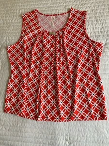 NY Collection, Women’s Blouse, Sz 2X, Red, Black & White , Sleeveless, Pullover - Picture 1 of 8