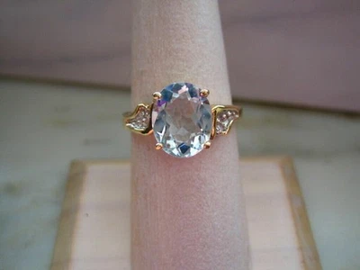 2.58 Karat Natürlich Aquamarin und Diamant Edelstein Ring 14K Gold A391 - Bild 1 von 4
