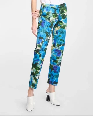 Брюки с принтом DRIES VAN NOTEN Poumas Slim-Fit синие размер 6 - Изображение 1 из 4