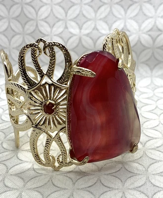 Brazalete Vintage Kendra Scott Cambrie Cornalina Naranja Rojo Ágata Tono Dorado Foto 1 de 4