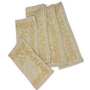 Vintage 5er Set bestickte aufwendige Stoffservietten 11 x 13 cm - Bild 1 von 8